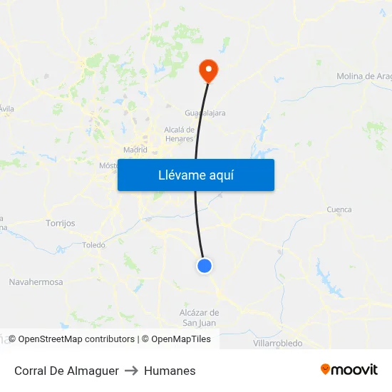 Corral De Almaguer to Humanes map