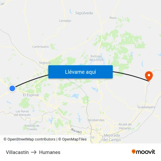 Villacastín to Humanes map
