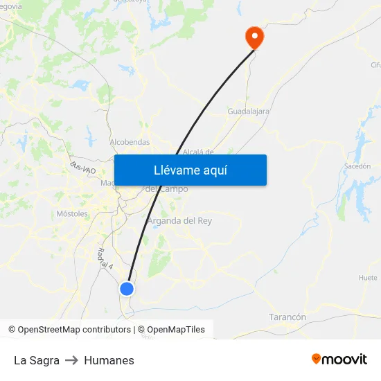 La Sagra to Humanes map