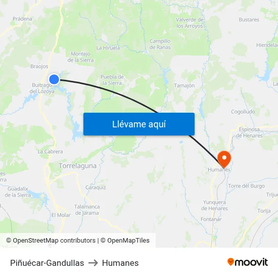 Piñuécar-Gandullas to Humanes map