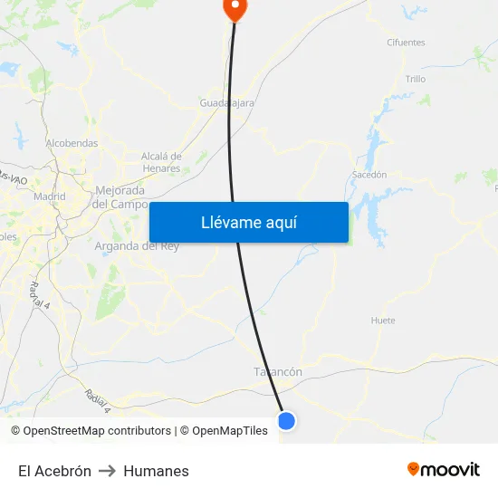 El Acebrón to Humanes map
