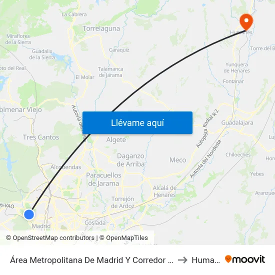 Área Metropolitana De Madrid Y Corredor Del Henares to Humanes map