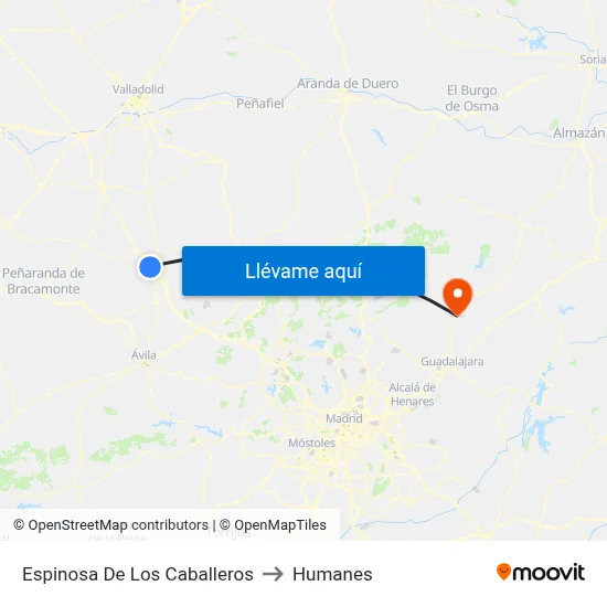 Espinosa De Los Caballeros to Humanes map