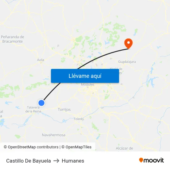 Castillo De Bayuela to Humanes map