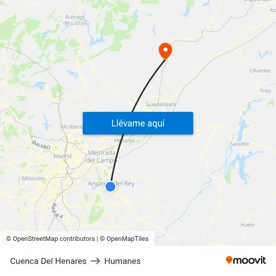 Cuenca Del Henares to Humanes map