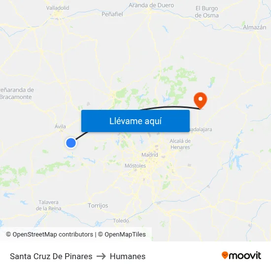 Santa Cruz De Pinares to Humanes map