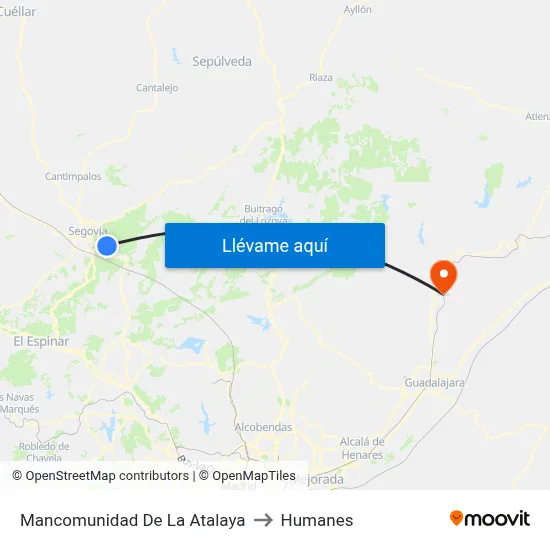Mancomunidad De La Atalaya to Humanes map