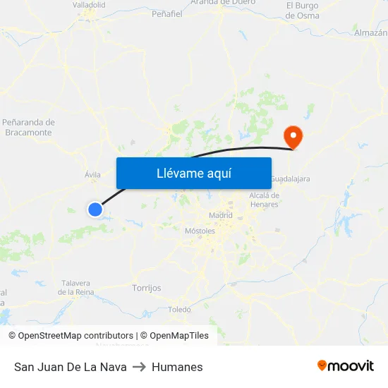 San Juan De La Nava to Humanes map