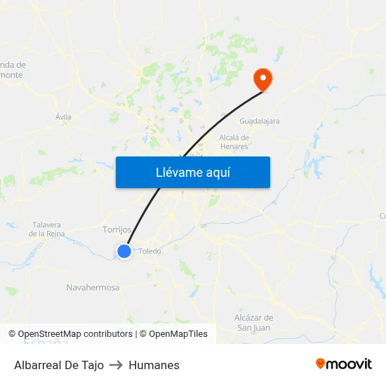 Albarreal De Tajo to Humanes map