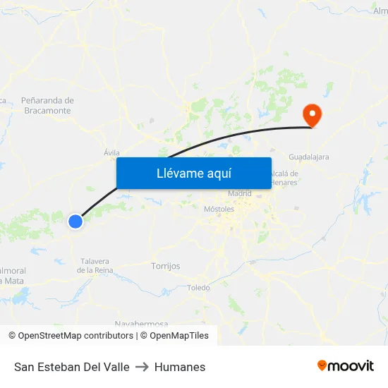 San Esteban Del Valle to Humanes map
