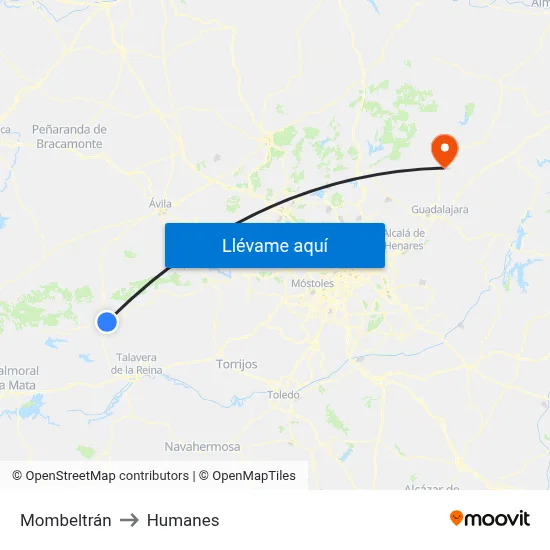 Mombeltrán to Humanes map