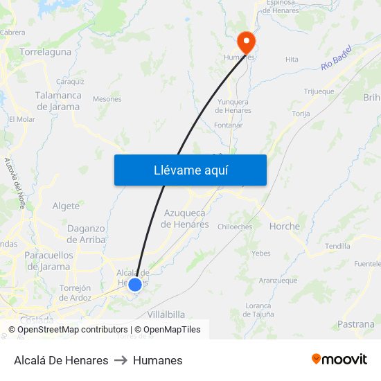 Alcalá De Henares to Humanes map