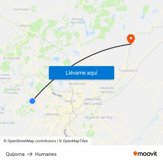 Quijorna to Humanes map