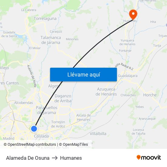 Alameda De Osuna to Humanes map