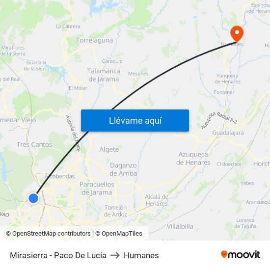 Mirasierra - Paco De Lucía to Humanes map