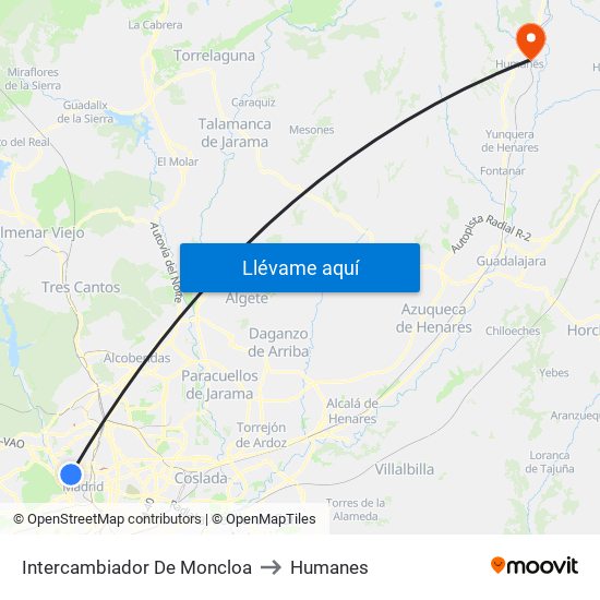 Intercambiador De Moncloa to Humanes map