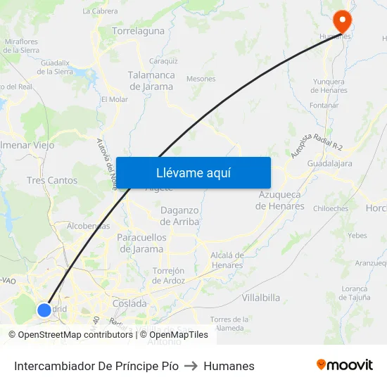 Intercambiador De Príncipe Pío to Humanes map
