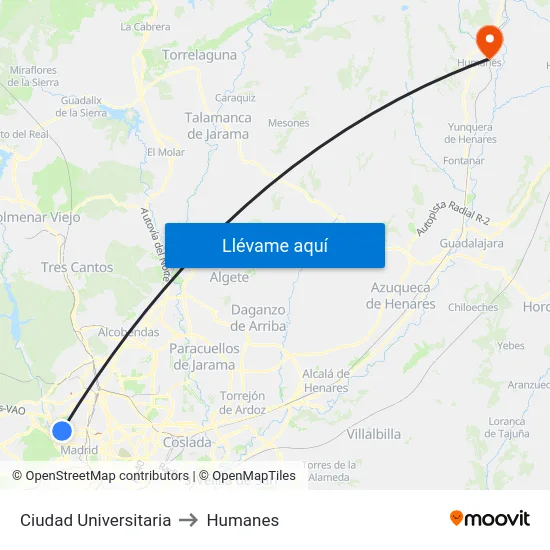 Ciudad Universitaria to Humanes map