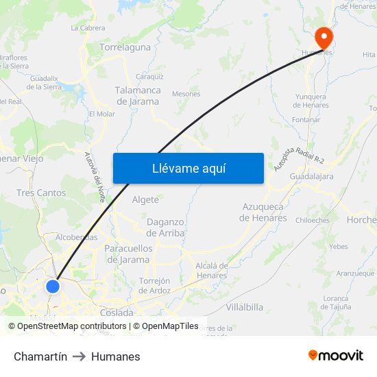 Chamartín to Humanes map