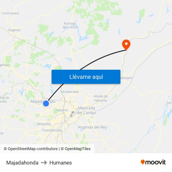 Majadahonda to Humanes map
