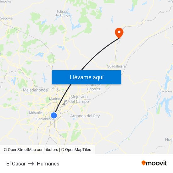 El Casar to Humanes map