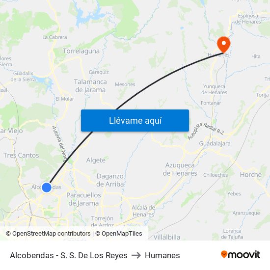 Alcobendas - S. S. De Los Reyes to Humanes map