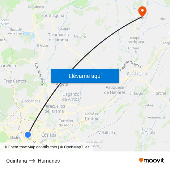 Quintana to Humanes map