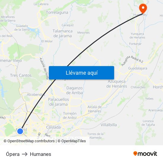 Ópera to Humanes map