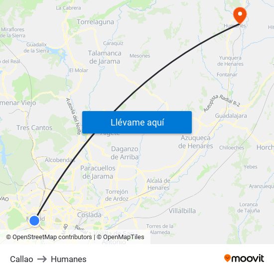 Callao to Humanes map