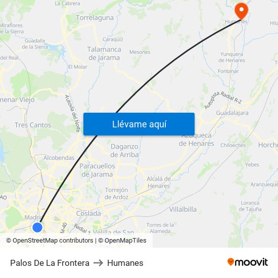 Palos De La Frontera to Humanes map