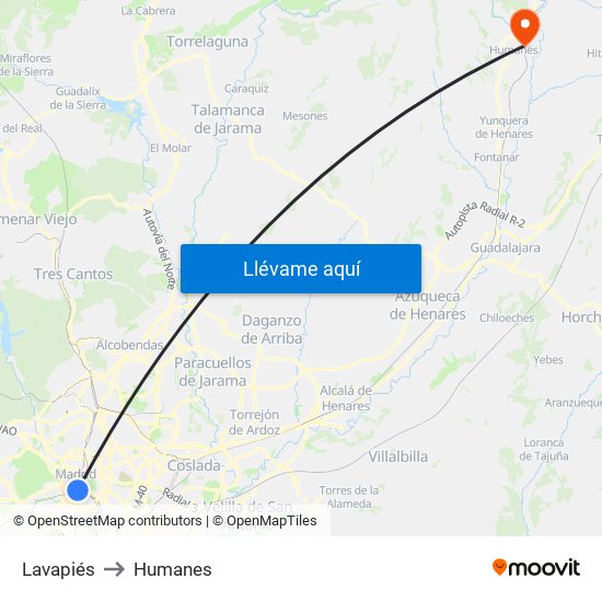 Lavapiés to Humanes map
