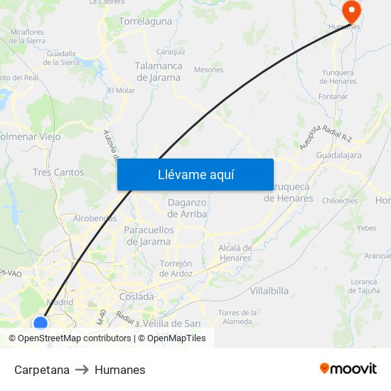Carpetana to Humanes map