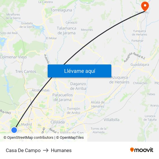 Casa De Campo to Humanes map
