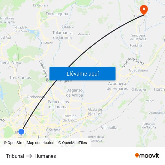 Tribunal to Humanes map