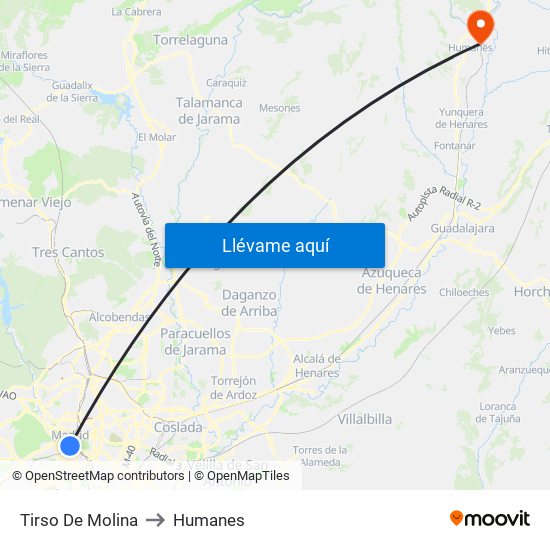 Tirso De Molina to Humanes map