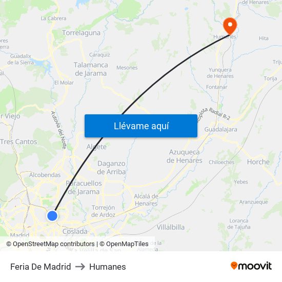 Feria De Madrid to Humanes map