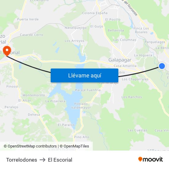Torrelodones to El Escorial map