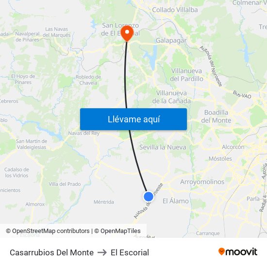 Casarrubios Del Monte to El Escorial map