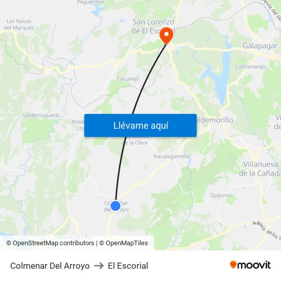 Colmenar Del Arroyo to El Escorial map