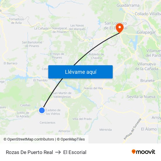 Rozas De Puerto Real to El Escorial map
