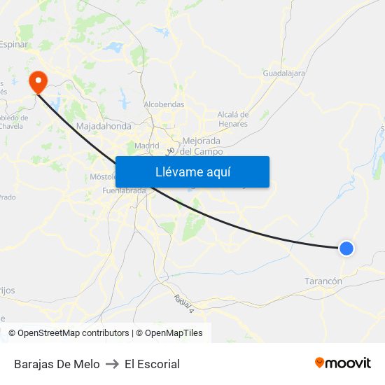 Barajas De Melo to El Escorial map