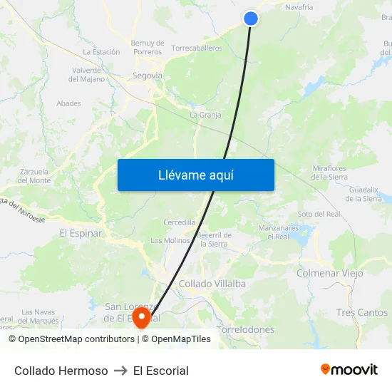 Collado Hermoso to El Escorial map