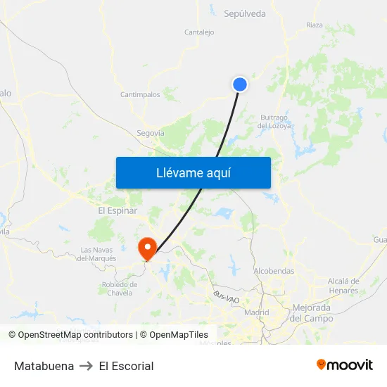Matabuena to El Escorial map