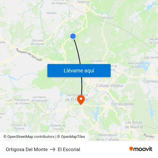 Ortigosa Del Monte to El Escorial map