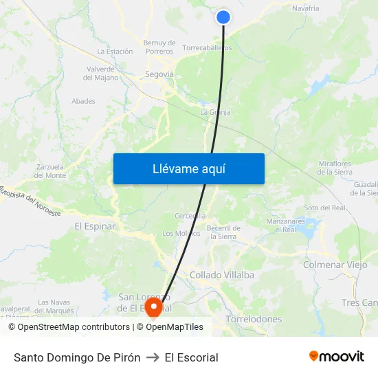 Santo Domingo De Pirón to El Escorial map