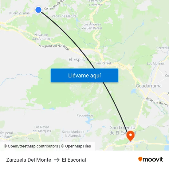 Zarzuela Del Monte to El Escorial map