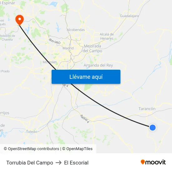 Torrubia Del Campo to El Escorial map