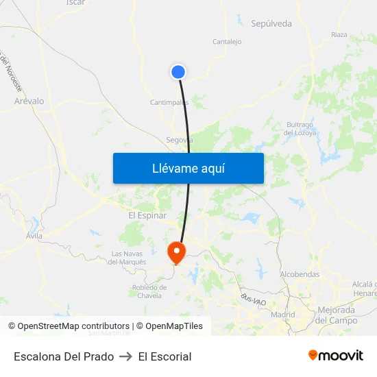 Escalona Del Prado to El Escorial map