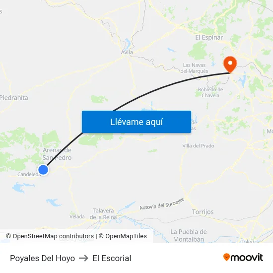 Poyales Del Hoyo to El Escorial map