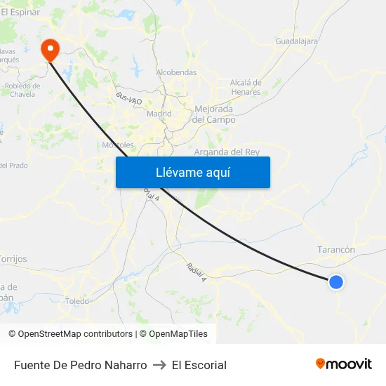 Fuente De Pedro Naharro to El Escorial map
